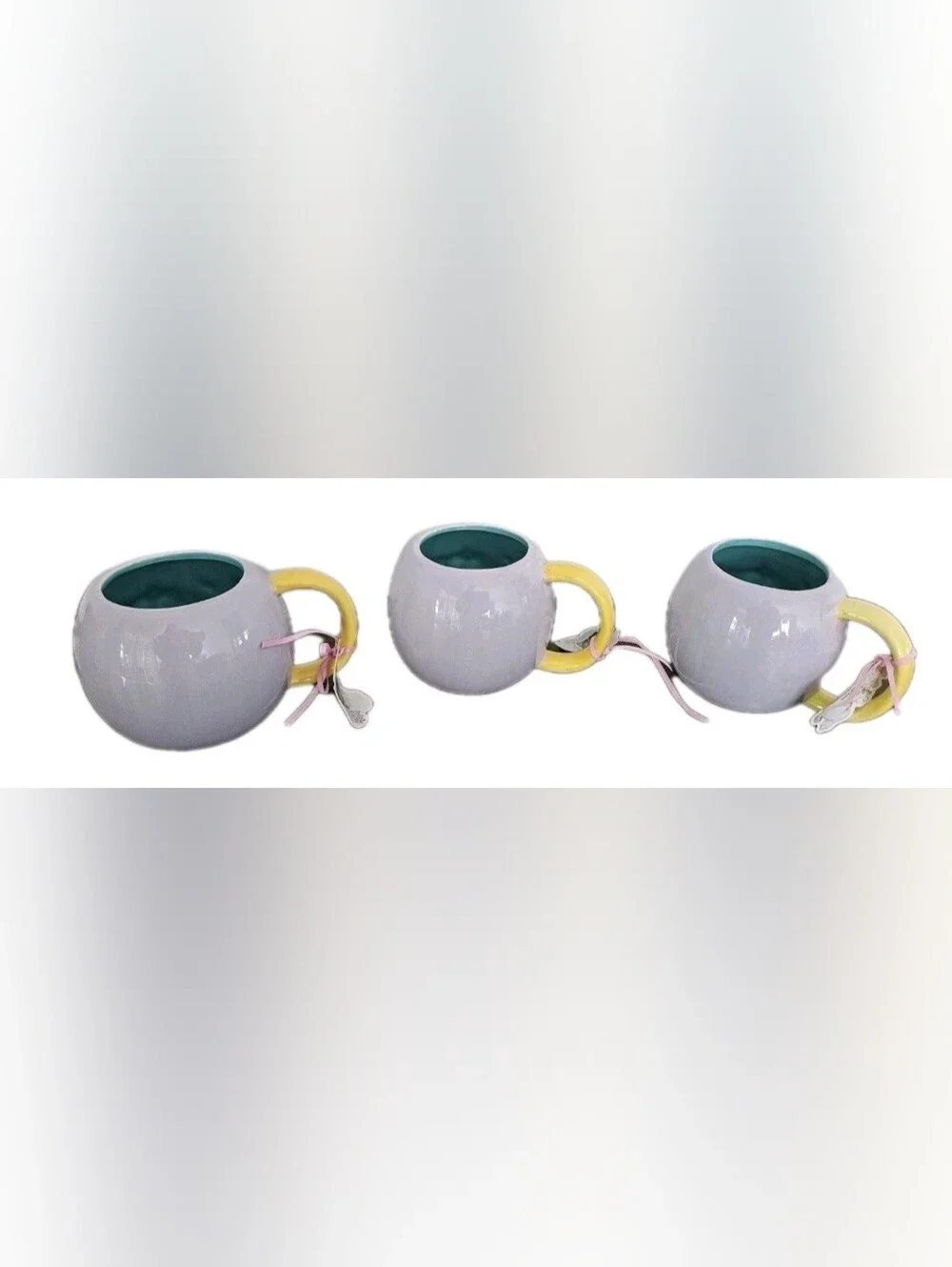 Blue Sky Clayworks Easter Wishes Bunny Rabbit Mug Set of 3 NWT Spring Decor.